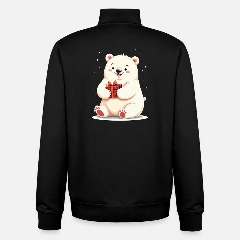 Niedlicher Eisbär mit Geschenkillustration - Unisex Organic Zip Sweatshirt von Stanley/Stella - Schwarz