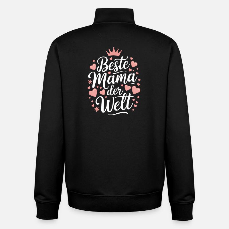 Beste Mama der Welt Herz Krone - Unisex Organic Zip Sweatshirt von Stanley/Stella - Schwarz
