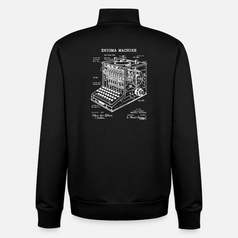 Plan de la machine Enigma - Sweat zippé unisexe en coton bio Stanley/Stella - noir