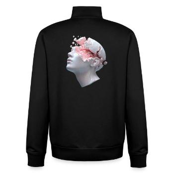 Zerfallender Kopf, innere Gedanken als Trümmer - Unisex Organic Zip Sweatshirt von Stanley/Stella - Schwarz - Hinten - AI Model Male 185 light (185cm)