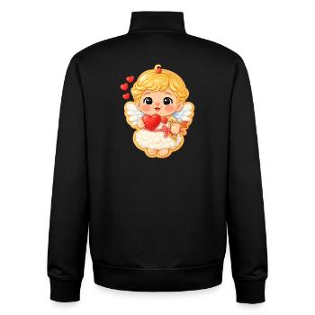 Keks Motiv süßer Valentinsengel mit Herz  - Unisex Organic Zip Sweatshirt von Stanley/Stella - Schwarz - Hinten - AI Model Male 185 light (185cm)
