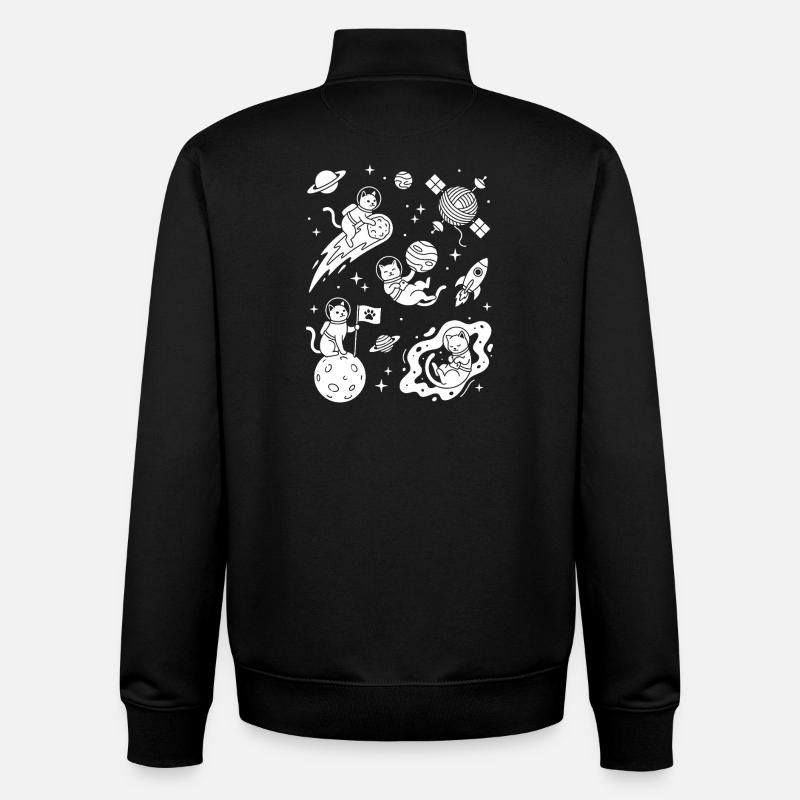 Astro Cats dans l’espace - Sweat zippé unisexe en coton bio Stanley/Stella - noir