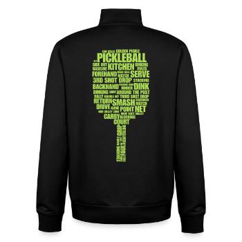 Termes Pickleball Art de mots - Typographie des raquettes - Sweat zippé unisexe en coton bio Stanley/Stella - noir - Dos - AI Model Male 185 light (185cm)