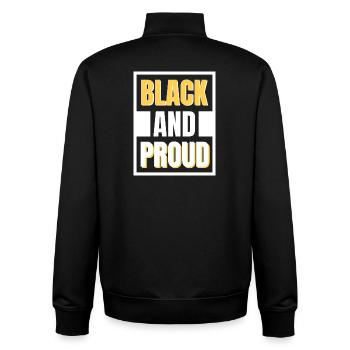 Black and Proud Bold Minimalist Design - Unisex Organic Zip Sweatshirt von Stanley/Stella - Schwarz - Hinten - AI Model Male 185 light (185cm)