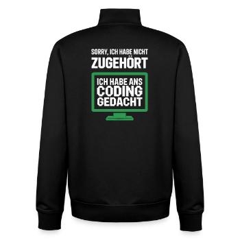 Coding Gedacht Bildschirm Spruch - Unisex Organic Zip Sweatshirt von Stanley/Stella - Schwarz - Hinten - AI Model Male 185 light (185cm)
