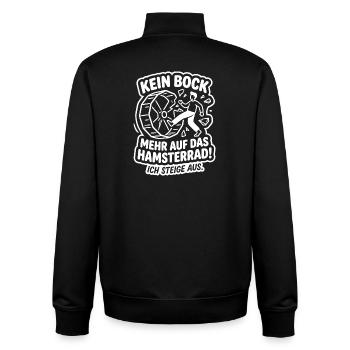 Kein Bock mehr auf Hamsterrad Ich steige aus - Unisex Organic Zip Sweatshirt von Stanley/Stella - Schwarz - Hinten - AI Model Male 185 light (185cm)