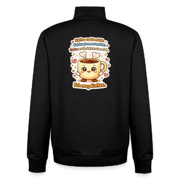 Ich Mag Kaffee Redet Nicht Becher - Unisex Organic Zip Sweatshirt von Stanley/Stella - Schwarz - Hinten - AI Model Male 185 light (185cm)