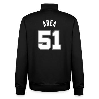 GEBIET 51 Weiß - Unisex Organic Zip Sweatshirt von Stanley/Stella - Schwarz - Hinten - AI Model Male 185 light (185cm)