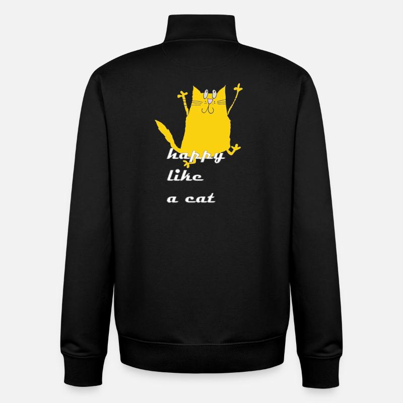 Dessin animé Chat Joyeux - Sweat zippé unisexe en coton bio Stanley/Stella - noir
