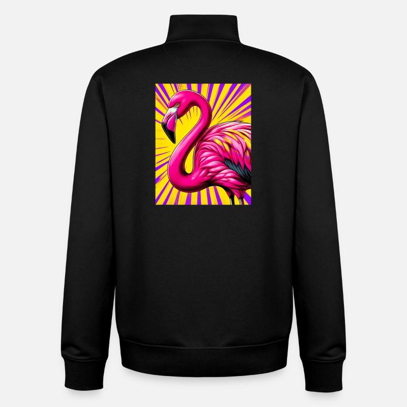 flamingo - Unisex Organic Zip Sweatshirt by Stanley/Stella - black