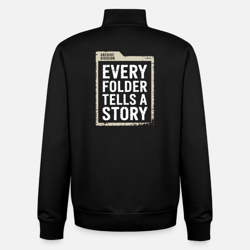 Jeder Ordner erzählt eine Geschichte - Unisex Organic Zip Sweatshirt von Stanley/Stella - Schwarz