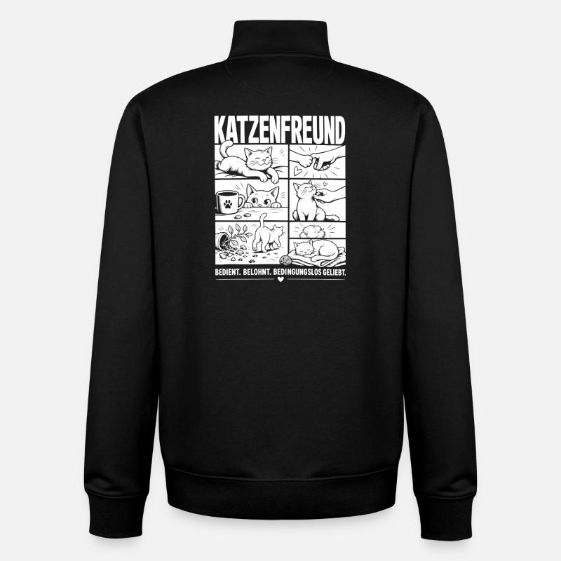 Katzenfreund Liebe Katze Comic - Unisex Organic Zip Sweatshirt von Stanley/Stella - Schwarz