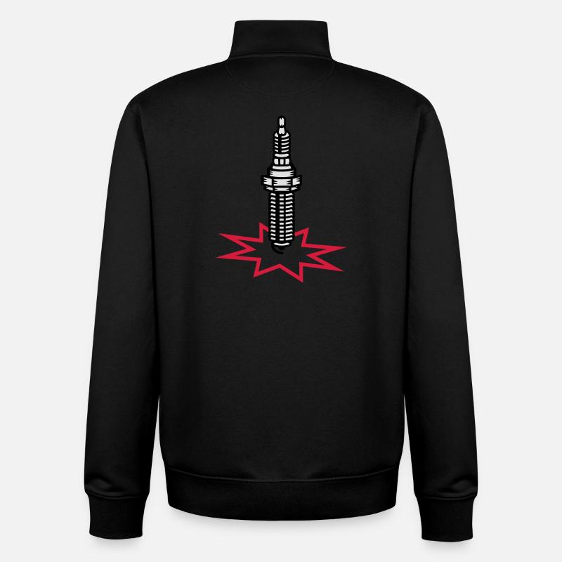 A spark plug with spark - Unisex Organic Zip Sweatshirt by Stanley/Stella - black
