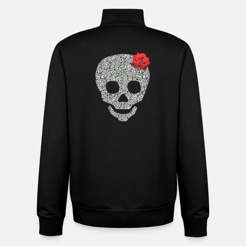 Schädel mit Rose - Unisex Organic Zip Sweatshirt von Stanley/Stella - Schwarz