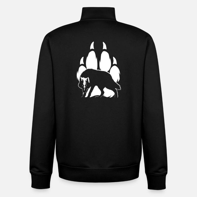 Wolf silhouette and paw - Unisex Organic Zip Sweatshirt by Stanley/Stella - black