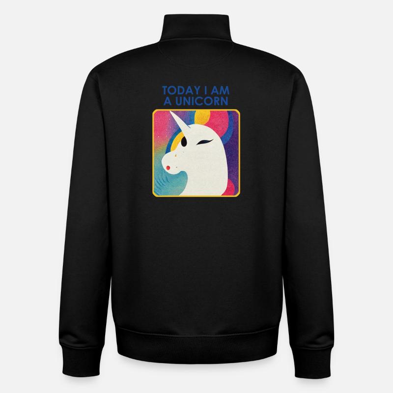 Licorne avec devise – Design unique - Sweat zippé unisexe en coton bio Stanley/Stella - noir