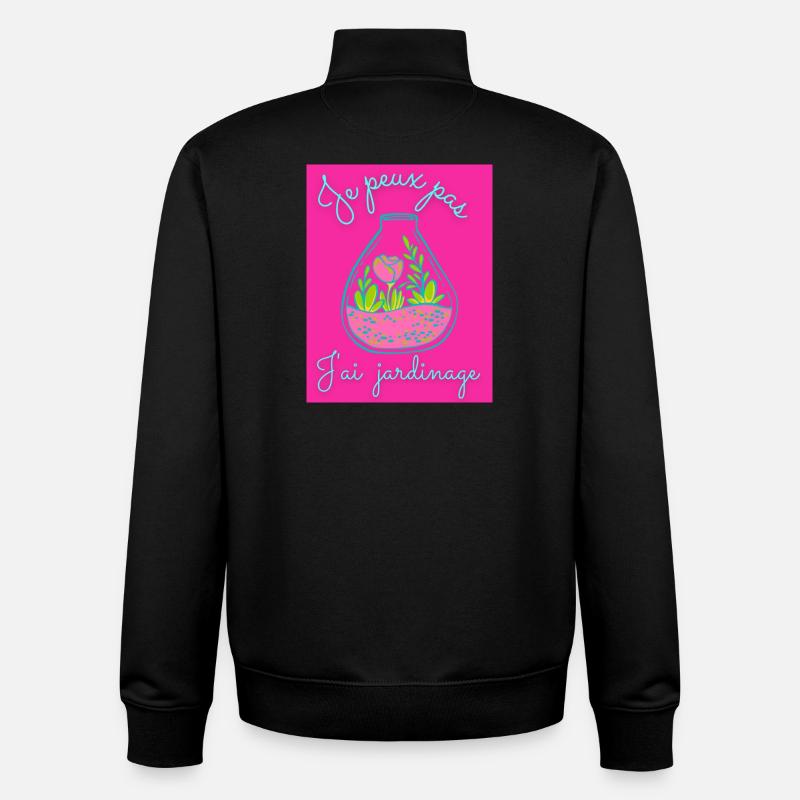 JE PEUX PAS,PRINTEMPS,JARDINAGE,RETRAITE,PRINTEMPS - Sweat zippé unisexe en coton bio Stanley/Stella - noir