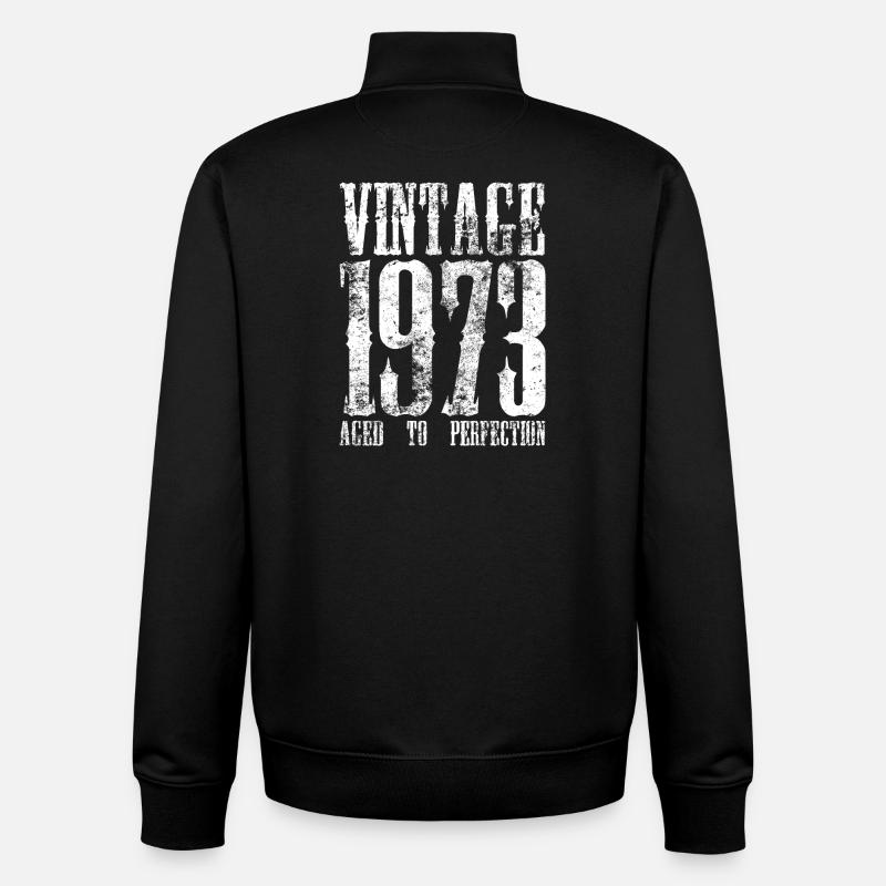 Vintage 1973 Retro Typography - Unisex Organic Zip Sweatshirt by Stanley/Stella - black