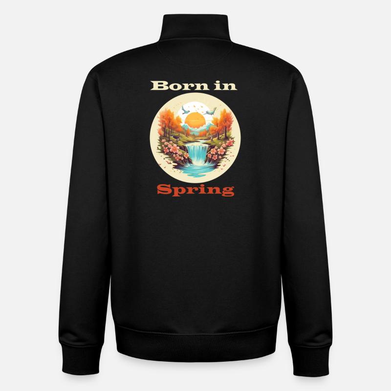 Born in Spring - Unisex Organic Zip Sweatshirt von Stanley/Stella - Schwarz