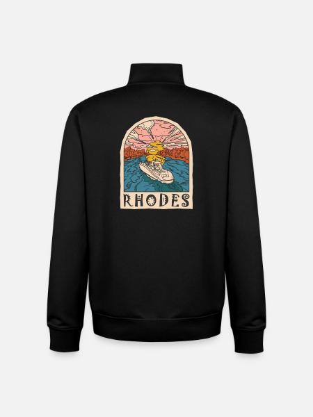 Rhodes Holidays Beach Grèce - Sweat zippé unisexe en coton bio Stanley/Stella - noir