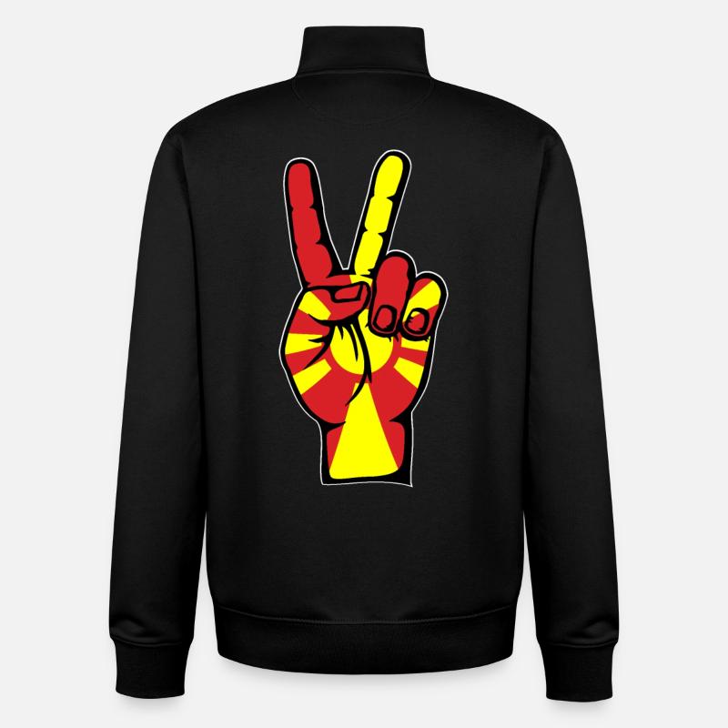 Macédoine Drapeau Paix Victoire Symbole - Sweat zippé unisexe en coton bio Stanley/Stella - noir