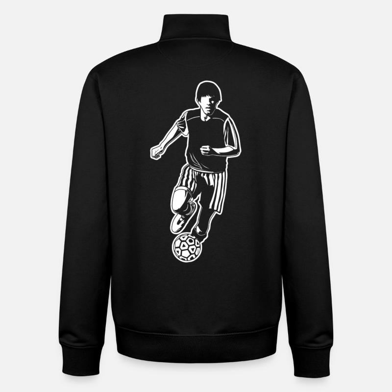 Soccer Player Drawing - Unisex Organic Zip Sweatshirt by Stanley/Stella - black