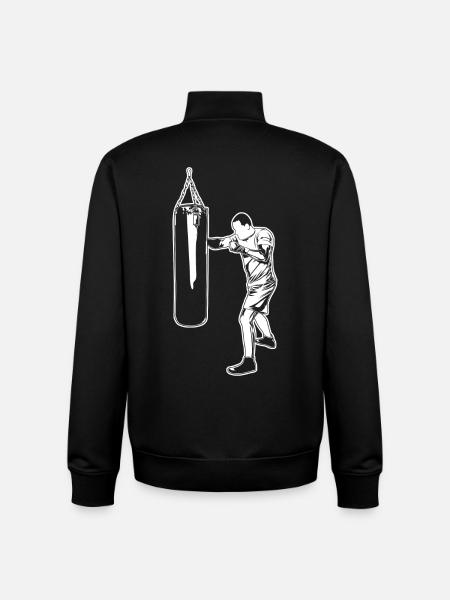 Boxing Drawing - Unisex Organic Zip Sweatshirt by Stanley/Stella - black