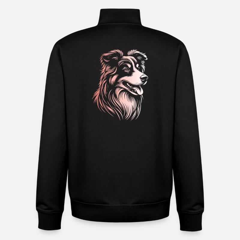 Australian Shepherd Traits 3 Gradient - Unisex Organic Zip Sweatshirt by Stanley/Stella - black