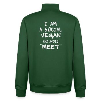 Végétalien social - Sweat zippé unisexe en coton bio Stanley/Stella - vert bouteille - Dos - AI Model Male 185 dark (185cm)