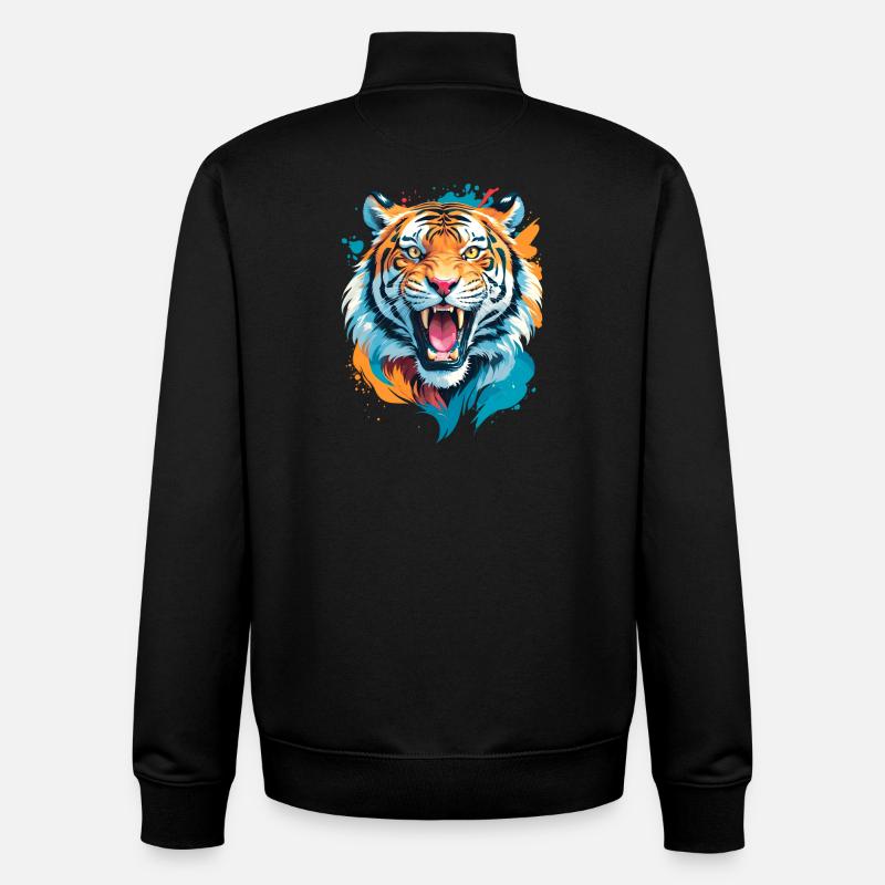 Nepal Tiger - Sweat zippé unisexe en coton bio Stanley/Stella - noir