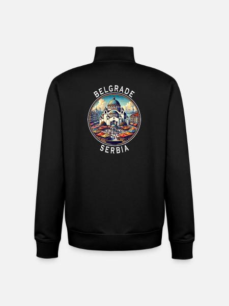 Belgrade, Serbie, Beograd Design - Sweat zippé unisexe en coton bio Stanley/Stella - noir
