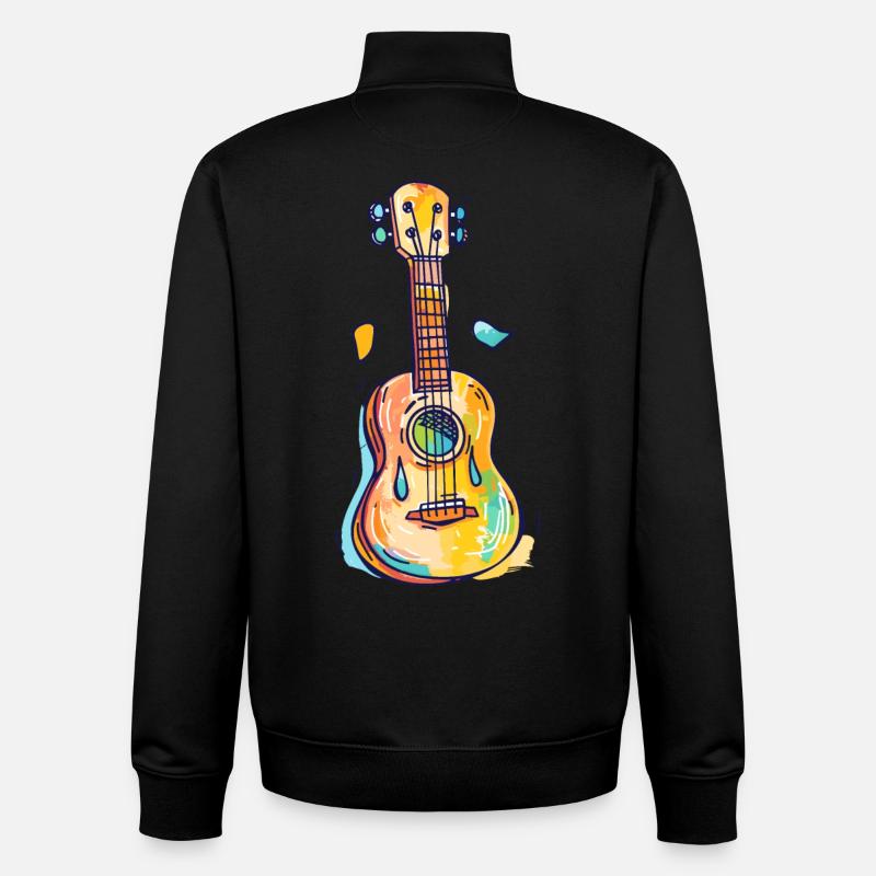 Ukulele Comic Look - Unisex Organic Zip Sweatshirt by Stanley/Stella - black