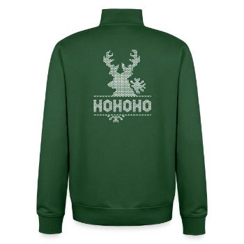 hohoho pixel moose christmas snow icon retro - Unisex Organic Zip Sweatshirt by Stanley/Stella - bottle green - Back - AI Model Male 185 dark (185cm)
