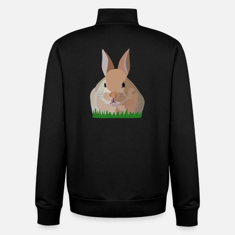 Holly Rabbit in the Grass - Unisex Organic Zip Sweatshirt by Stanley/Stella - black
