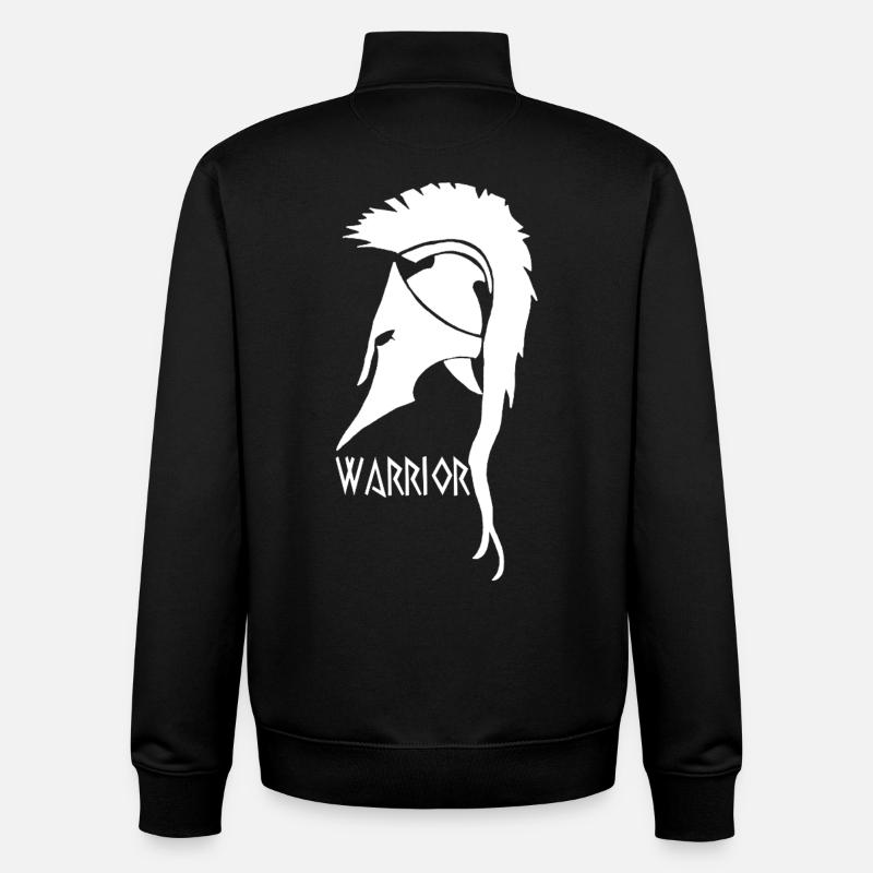 Antique White Warrior Helmet - Unisex Organic Zip Sweatshirt by Stanley/Stella - black