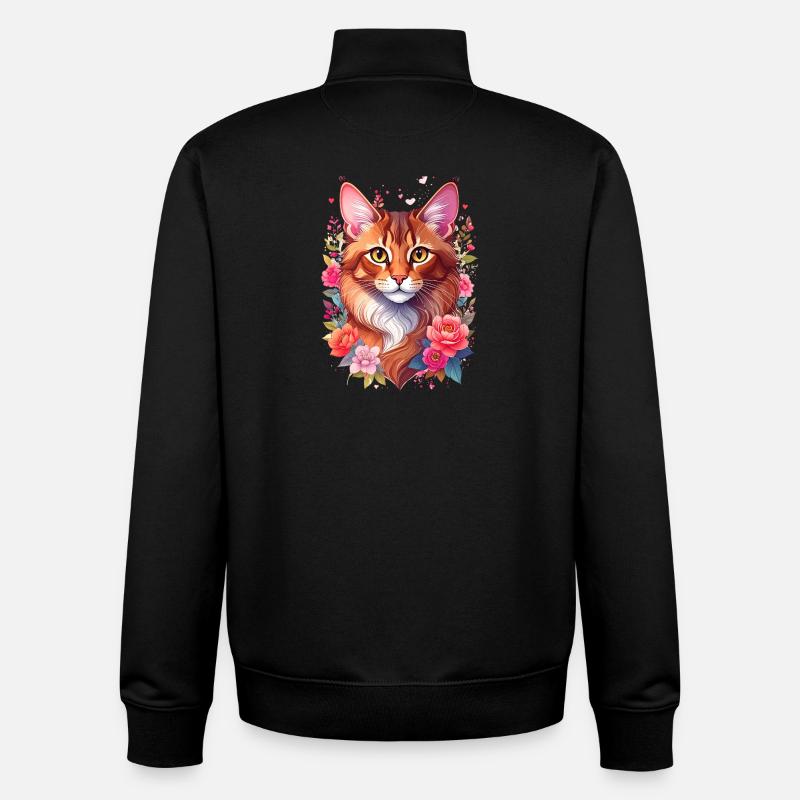 Portrait de chat somalien - Sweat zippé unisexe en coton bio Stanley/Stella - noir