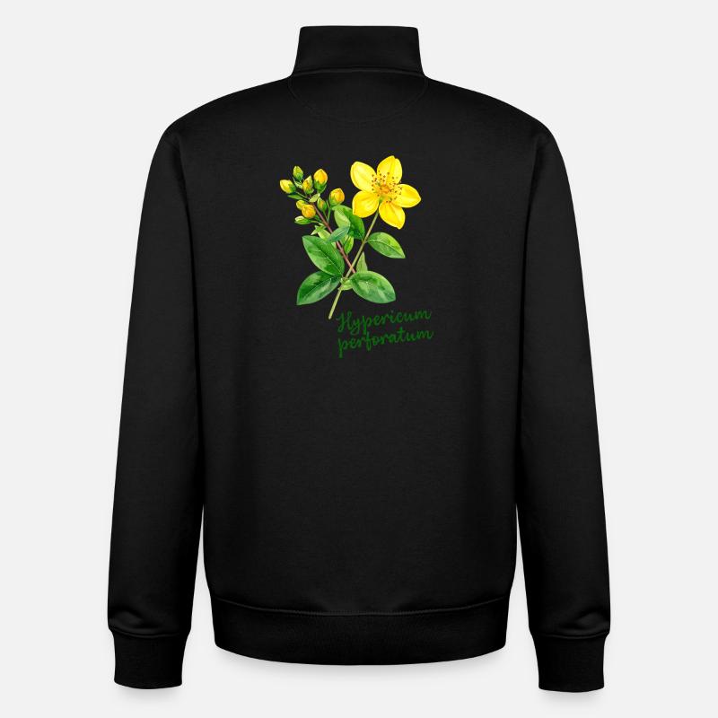 Hypericum perforatum - botanical illustration - Unisex Organic Zip Sweatshirt by Stanley/Stella - black