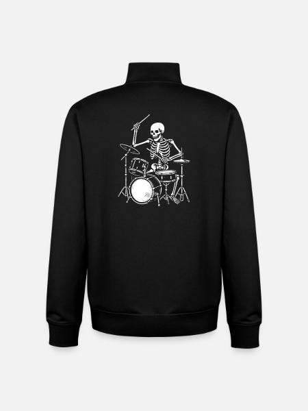 Skeleton Playing the Drums Artwork - Unisex Organic Zip Sweatshirt by Stanley/Stella - black