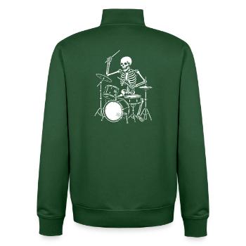 Squelette jouant de la batterie - Sweat zippé unisexe en coton bio Stanley/Stella - vert bouteille - Dos - AI Model Male 185 dark (185cm)