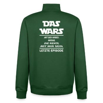 pension saying - Unisex Organic Zip Sweatshirt by Stanley/Stella - bottle green - Back - AI Model Male 185 dark (185cm)