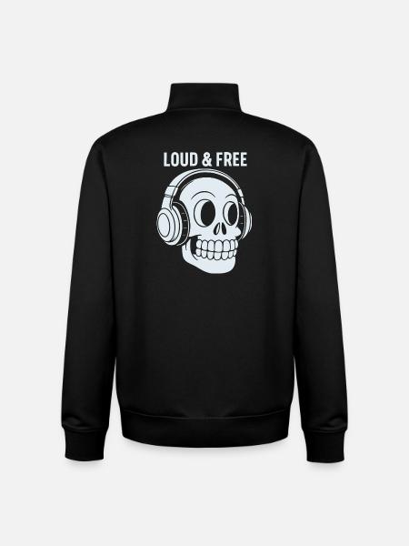 Skull Headphones Loud Free - Unisex Organic Zip Sweatshirt by Stanley/Stella - black