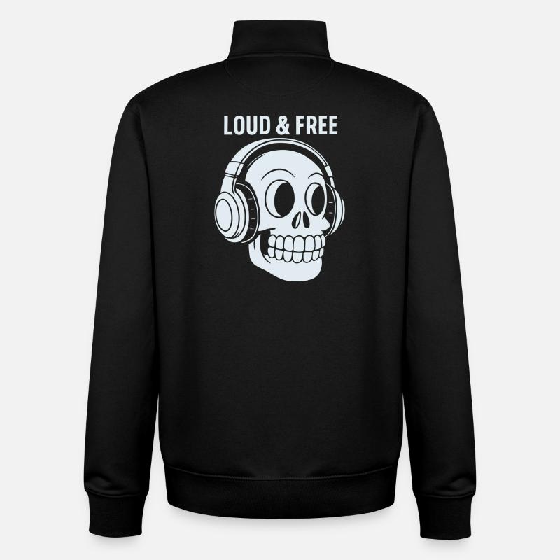 Casque Skull Loud Free - Sweat zippé unisexe en coton bio Stanley/Stella - noir