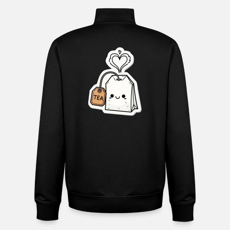 Kawaii Teebeutel mit Herzdampf - Unisex Organic Zip Sweatshirt von Stanley/Stella - Schwarz