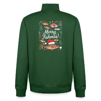 Pêcheur Pull de Noël Poisson Joyeux Poisson - Sweat zippé unisexe en coton bio Stanley/Stella - vert bouteille - Dos - AI Model Male 185 dark (185cm)