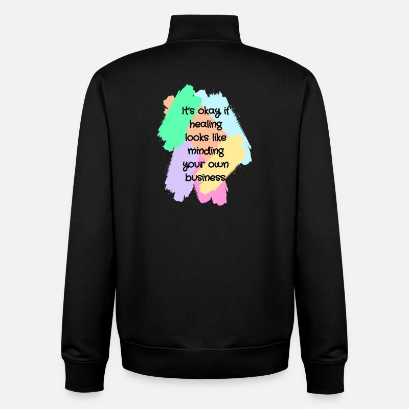 Healing Boundaries Slogan - Sweat zippé unisexe en coton bio Stanley/Stella - noir