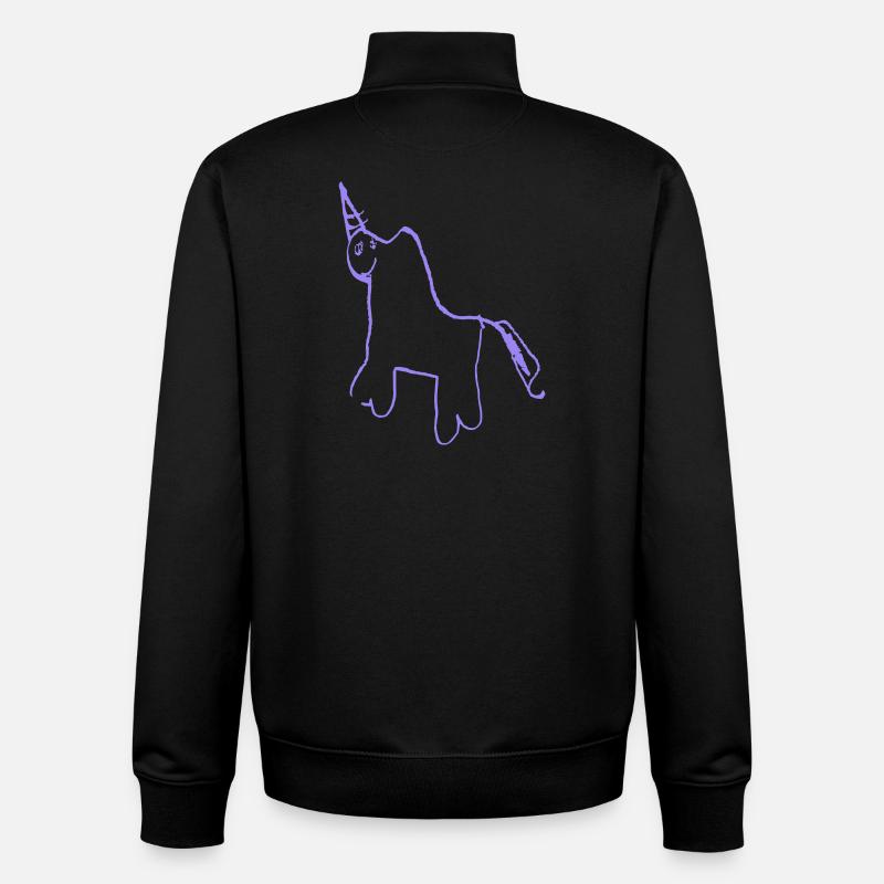 Licorne minimaliste Lineart - Sweat zippé unisexe en coton bio Stanley/Stella - noir