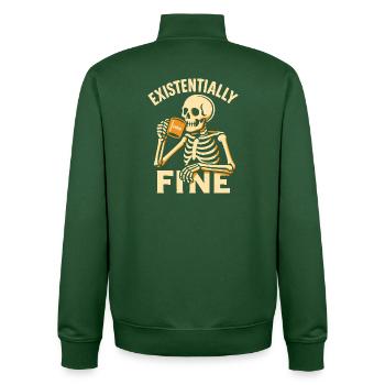 Existentially Fine Lustiges Kaffee Skelett Shirt - Unisex Organic Zip Sweatshirt von Stanley/Stella - Flaschengrün - Hinten - AI Model Male 185 dark (185cm)