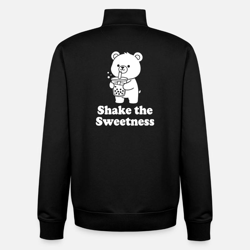 Cuddly Bear with Bubble Tea - Unisex Organic Zip Sweatshirt by Stanley/Stella - black