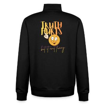 Truth_hurts-but_anit_funny - Unisex Organic Zip Sweatshirt von Stanley/Stella - Schwarz - Hinten - AI Model Male 185 light (185cm)