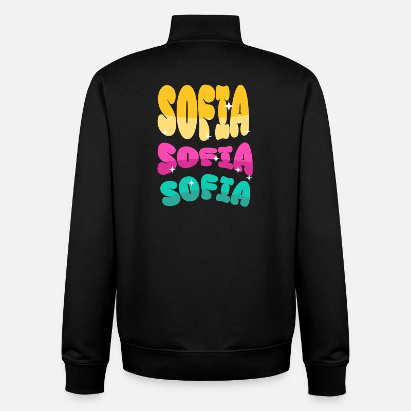 Nom de Sofia - Sweat zippé unisexe en coton bio Stanley/Stella - noir